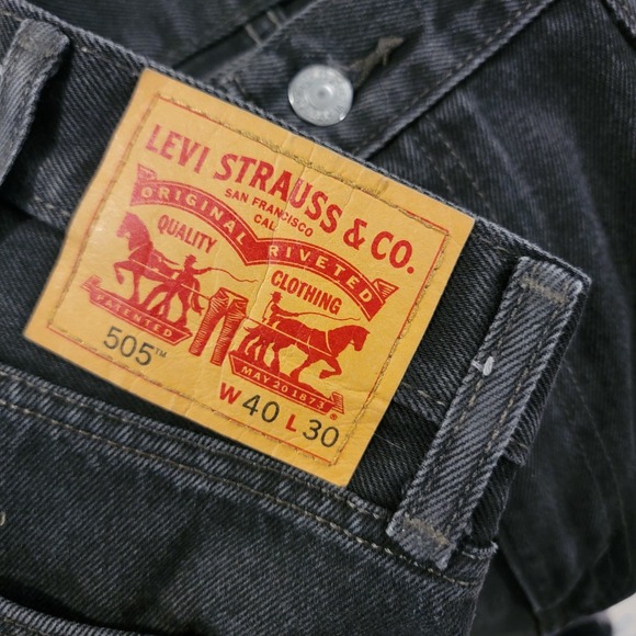 Levi's Other - Levi's 505 Regular Fit Straight Leg Dark Wash Black Denim Jeans‎ Mens 40x30